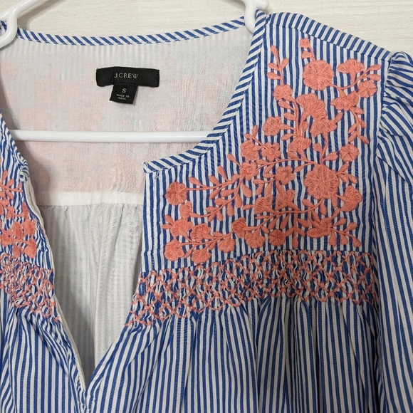 J. Crew Embroidered popover cotton dress with ruffle hem Size S - Picture 11 of 11